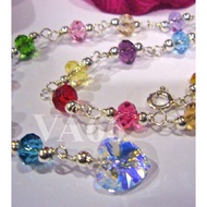 925 Silver Swarovski Crystal Donut Rondelle Anklet 14k Gold Gelang Kaki Kristal Emas Ikat Suasa