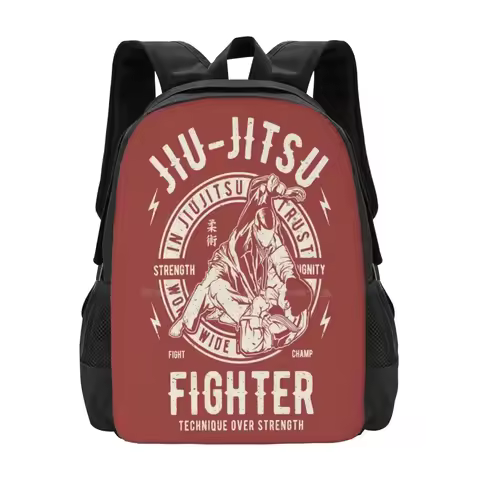 Bjj-Jiujitsu Fighter Backpack For Student School Laptop Travel Bag Bjj Fighter Gi Ground Fighting Br
