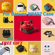 Baseus W02 Case, Cute Cartoon Silicone Baseus Headphone Charging Box Protection with Convenient Anti