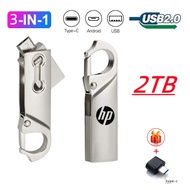 HP 2TB Flash Disk 3 in 1 USB Type-C Micro 1TB 512GB Flash Memory Stick 256GB 128GB OTG Pendrive Metal for Phone