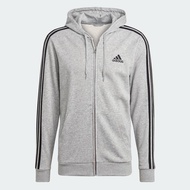 Adidas Lifestyle Essentials Men's 3-Stripes Zip Hoodie Gray GK9034