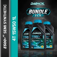 DashOil Ester+ E500+ 4T 15w50 1L Semi Synthetic SN Motorcycle Engine Oil Minyak Hitam Pelincir Motos