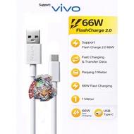 Type C Data Cable for Vivo 66W Flash Charge 2.0 Fast Charging USB A to Type C 1M Support Data