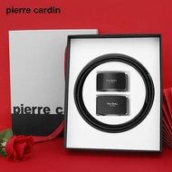 PDD Button Double Buckle Gift [Father's Day Gift] Pierre Cardin Men's Belt Leather Self-Box Set Gift