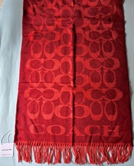Coach Dark Red Wool Scarf / Muffler  棗紅色羊毛圍巾 / 頸巾