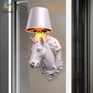6FFF Modern Simple Horse Head Led Wall Lamp Bedroom Study Bedside Hotel Restaurant Resin Walllamp Li