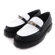 全新愛馬仕 (HERMES) 2025 秋冬系列 Icon Kelly 搭扣皮鞋，黑白配色，37.5 碼，附鞋盒和防塵袋，義大利製造