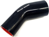 HEAAEH RACING 45 Degree ID 3.5 Inch To 4.0 Inch 4Ply Elbow Reducer Silicone Hose Coupler Red+Black (