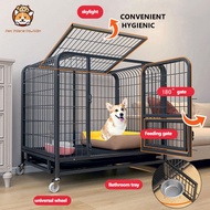 Dog Cage Square Tube Pet Cage for Dog Large Size Dog House Pet Cage Square Tube Large Dog Cat Cage with Poop Tray Large Free Space Dog Cage With 4 Wheels