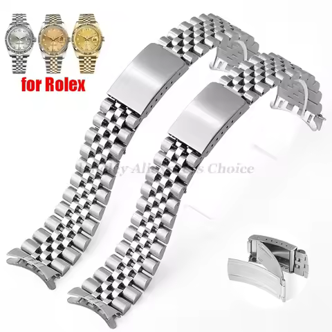 18/19/20/21mm Curved End Solid Stainless Steel Bands for Rolex DATEJUST for Jubilee Strap for Seiko 