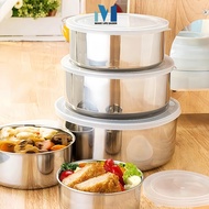 MK 5-in-1 Sealed Stainless Steel Round Food Container with Transparent Plastic Lid