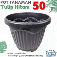 Pot Tulip Tanaman Hias Pot Bunga Bulat Plastik Besar Hitam Jumbo 50
