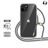APPLE IPhone15 Plus - o-one 斜背手機殼 可調式高級編織掛繩手機殼 掛繩殼透明殼+黑色繩