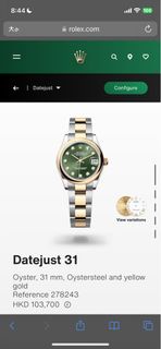 Rolex Datejust 31 Oyster 綠色鑽石 m278243-0029