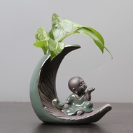 Tea Treasure Creative Tea Pet Ornaments Green Dill Hydroponic Vase Water Culture Plant Device Small 