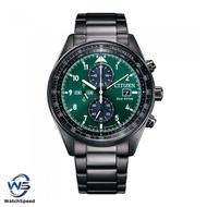 Citizen Eco-Drive CA0775-87X CA0775 Green Dial Solar Black Stainless Steel Mens Chronograph Watch