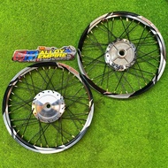 SET RIM ALLOY THUNDER HITAM siap HUB CHROM + LIDI BLACK PNP EX5 DREAM/WAVE