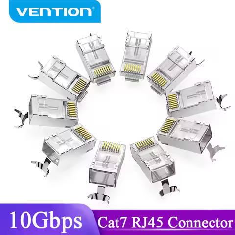 Vention RJ45 Cat7 Connector Cat7/6/5e STP 8P8C Modular Ethernet Cable Head Plug Gold-plated for Netw