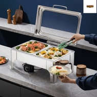 LONNGMY Chafing Dish Buffet Set, Stainless Steel with Transparent Hydraulic Lid Buffet Stove, High Q