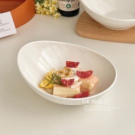 Large Fruit Bowl Japanese Vegetable Salad Bowl ins Style Irregular Ceramic Diagonal Bowl