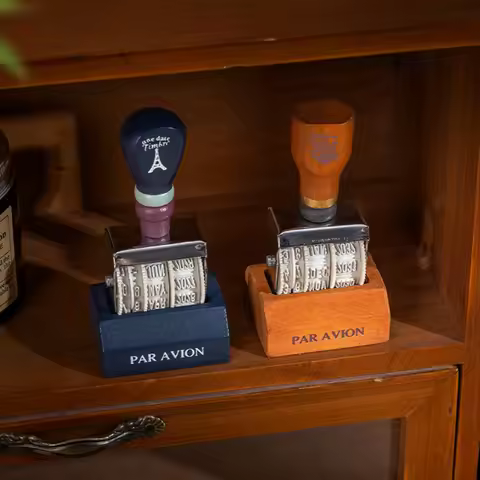 1Pcs Retro Wooden Roller Date Seal DIY Hand Account Adjustable Year Month Day Handle Seal Year Seal 