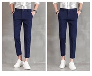 MNO.9 Fashion Korean Nine Pants slim กางเกงสแล็คชาย กางเกง5ส่วนชาย กางเกงเกาหลีชาย กางเกงผู้ชาย slac