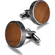 Men's Cufflinks Wood grain, Cufflinks for Men Round Solid for Regular Wedding Business Accessories B