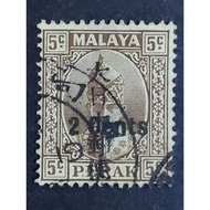 Malaya 1943 Perak Sultan Iskandar Overprint Japanese Occupation "2 Cents" On 5c - 1pc Used Stamp / S