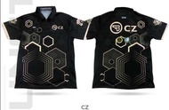 CZ Hexagon Polo Shirt Black Gold Geometric Design Custom Name Tactical Philippine Triskelion Eagles