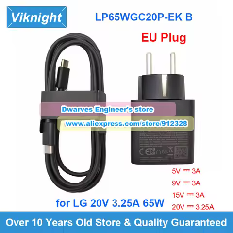 EU Plug Genuine LP65WGC20P-EK B Ac Adapter 20V 3.25A 65W Charger for LG LP65WGC20P-EK Power Supply