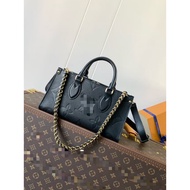 New Arrival Fashion #25×13×10cm.#top Quality~with Core~black Cowhide Embossed Horizontal Tote Bag, W