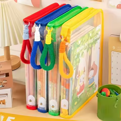 [Transparent File Bag] 4pcs /1pc A4 Transparent Zippered File Bag | for Documents, Test Papers, and 