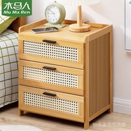 《Delivery within 48 hours》Solid Wood Storage Rack Bedside Table Rental Room Simple Modern Small Wooden Horse Man Side Table Storage Bed Side Cabinet Cabinet TC6B