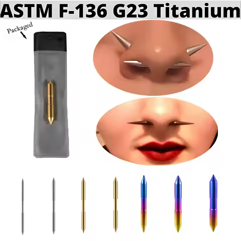 1/7PCS Titanium Tusk Septum Groove Conical Septum Spike Tusk Rainbow Tusk Jewelry Tribal Straight Se