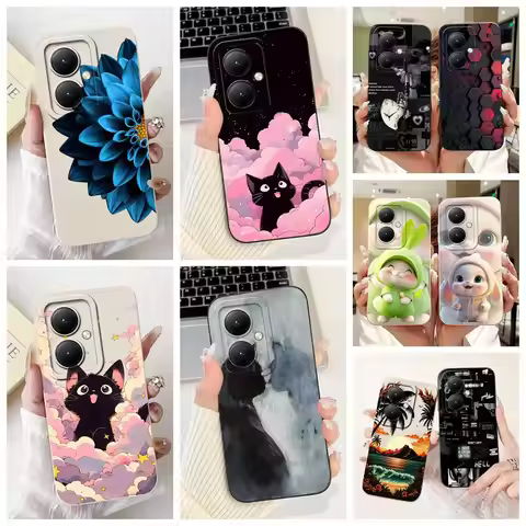 For Vivo Y27 4G Case V2249 Lovely Cat Cartoon Cover Soft TPU Matte Phone Case For Vivo Y27s Y 27 s V