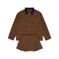ครีม/น้ำตาล ☕️ SLYQ MARTIN CORDUROY SHIRT & SKIRT SET ชุดเซทเสื้อเชิ้ตแขนยาวผ้าลูกฟูกและกระโปรงสั้น