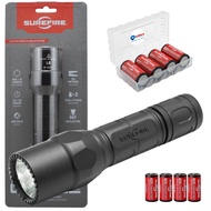 Sure Fire G2X LE Compact LED Flashlight 600 Lumen EDC Tactical Light, Black Bundle with 4 Extra CR12