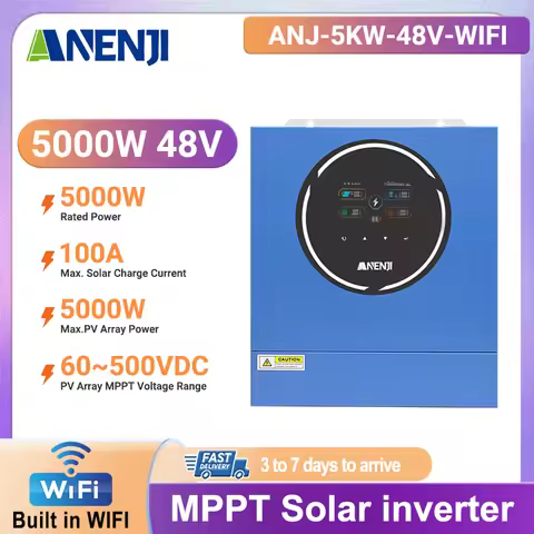 5KW 48V Hybrid Solar Inverter 230V MPPT 100A Built-in WIFI Inverters Dual Output Pure Sine Wave On/O