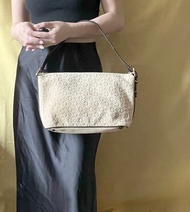 CELINE C Macadam 麂皮絨面米色肩背包手提袋 日本中古Vintage