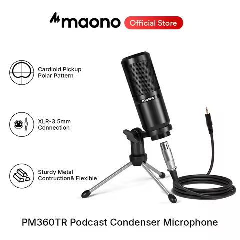 maono PM360TR Condenser Microphone Podcast Microphone 3.5mm Mic for Computer,Laptop,Phone,Sound Card