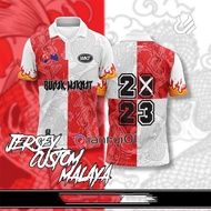 2023 Jersey Viral Premium Flame Design Retro Jersey Collar Murah Fashion Street Wear Baju Retro Jersi Lelaki Berkolar Kanak Kanak Lengan Pendek Plus Size Couple T Shirt