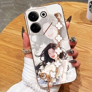 YBD Phone Case For Tecno Camon 20 Pro 4G 5G Ck6 Ck6n Ck7n Ck8n Electroplated Sunshine Smiling Girl T