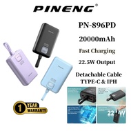 Pineng PN-896PD 22.5W 20000mAh Powerbank Built-in Cable Fast Charging PN896
