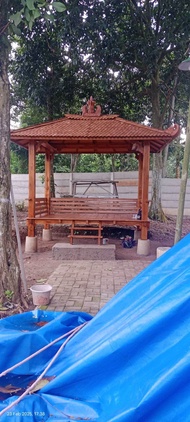 gazebo kayu jati - saung taman