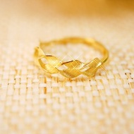 黃金戒指-麻花造型藝術戒-女戒