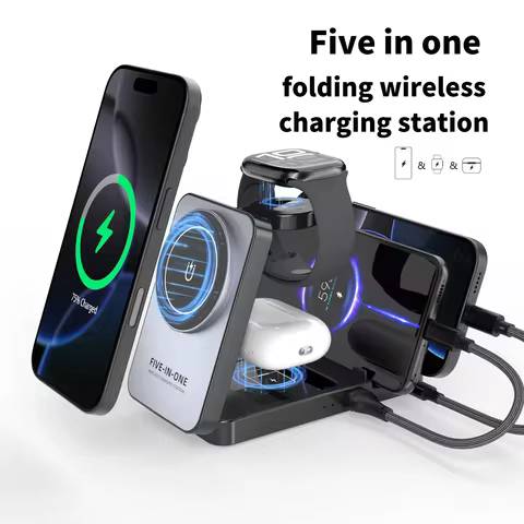 Wireless Charger for iPhone 17 16 15 14 13 12 11 X 8, 5 in 1 Charging Station for Apple Watch 10/9/8