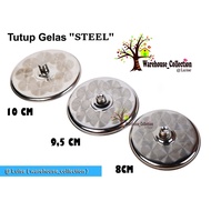 EH252 STAINLESS GLASS LID DIAMETER 8cm 9.5cm and 10cm THICK Steel Glass Lid/ WAREHOUSE CLEARANCE