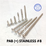 1 PCS TAPING PAB (+) 8X4" SS 304 TAPPING SCREW PH (+) SUS 304 8X4" ROUND HEAD PAN HEAD SCREW