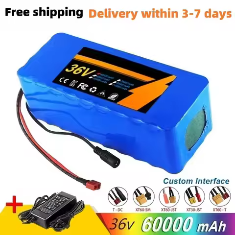 Free shipping 10S4P 36V 60000mAh Lithium Battery Electric Scooter 18650 Battery pack+Free charger