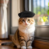 [COD] Cat Beret Hat, Red Black Cute Cat Dog Caps, Durable Fashionable Breathable Comfortable Cat Sun
